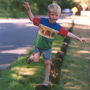 Children Hopping On One Leg